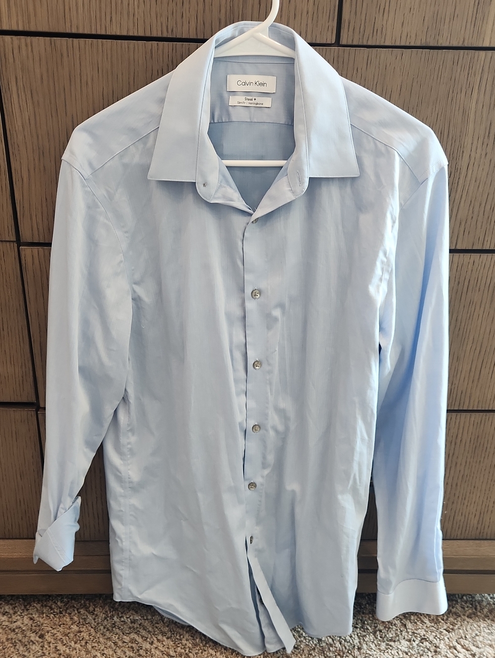 Calvin Klein Men's Pale Blue Dress Shirt - Spread Collar